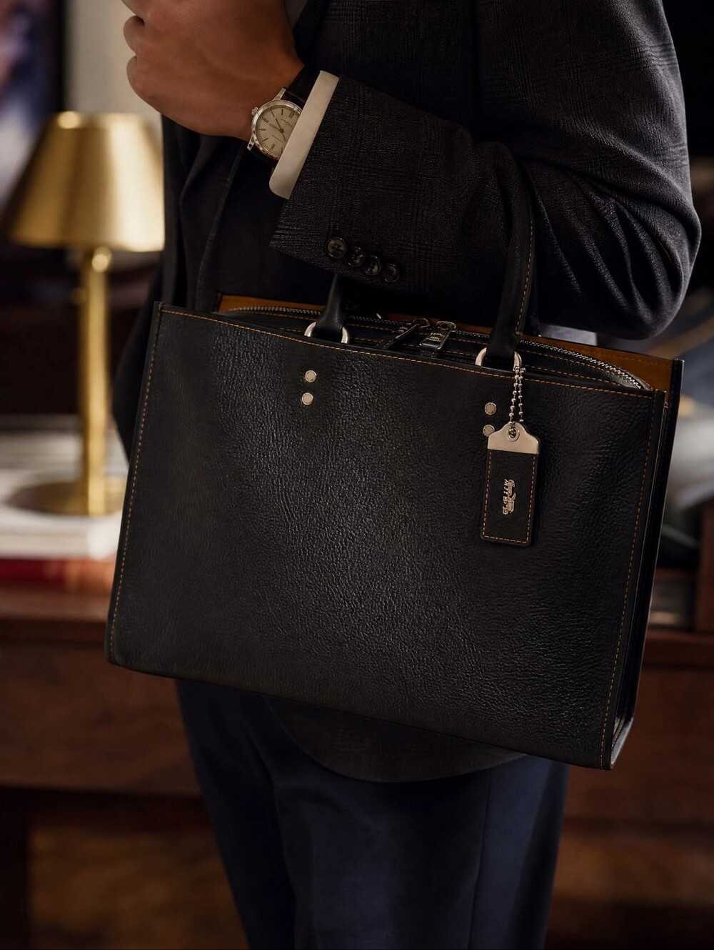 Coach Restored Rogue 39 Brief in Regenerative Leather - Black